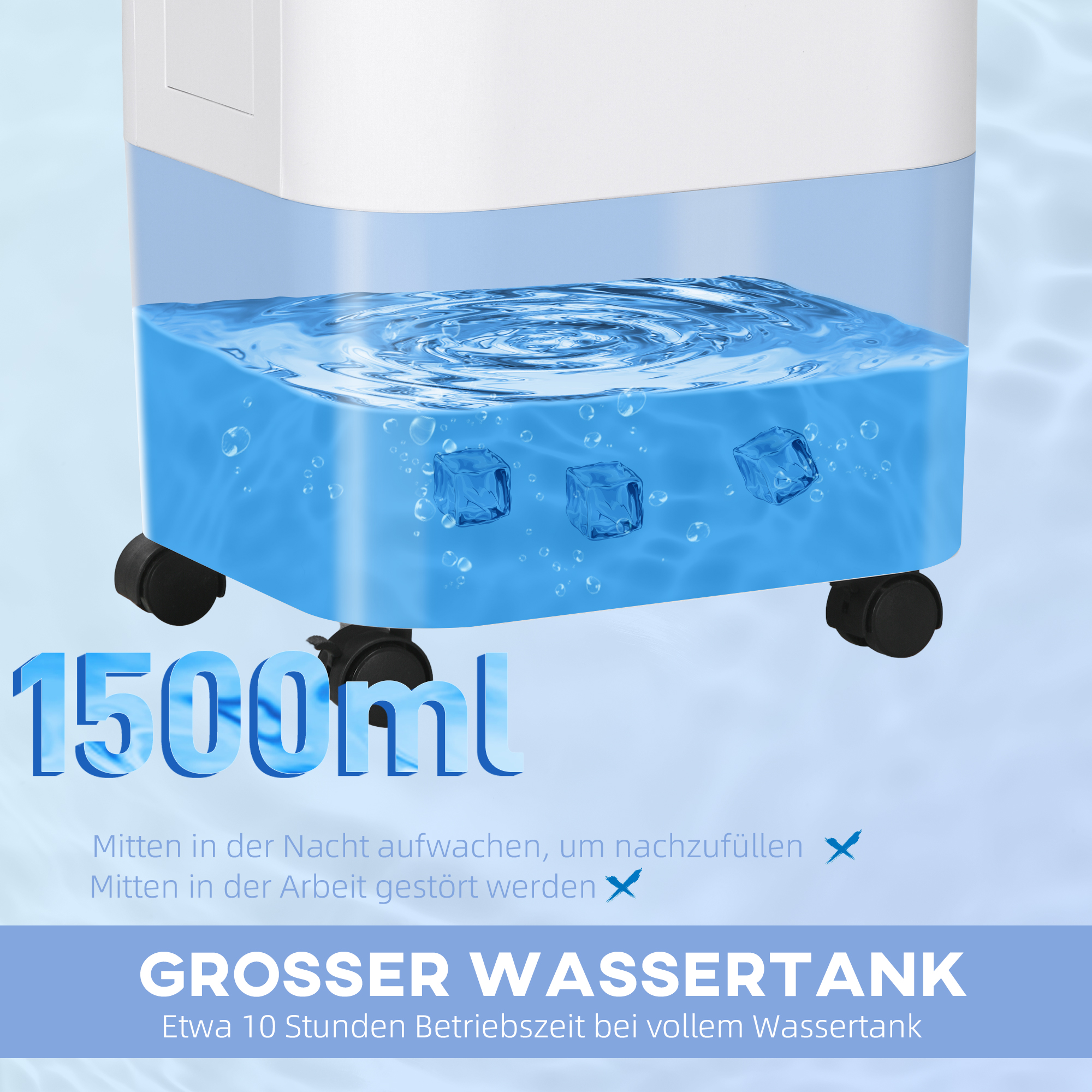 Luftkühler, Klimaanlage, 3 Modi, 7,5 Stunden-Timer, rollbar, Kunststoff, Weiß