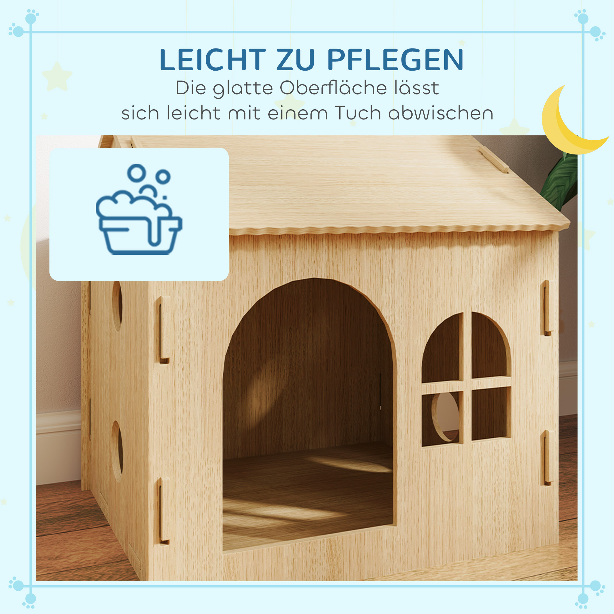 Hundehütte/Katzenhaus für Indoor, niedliches Design, 50 x 41 x 51 cm