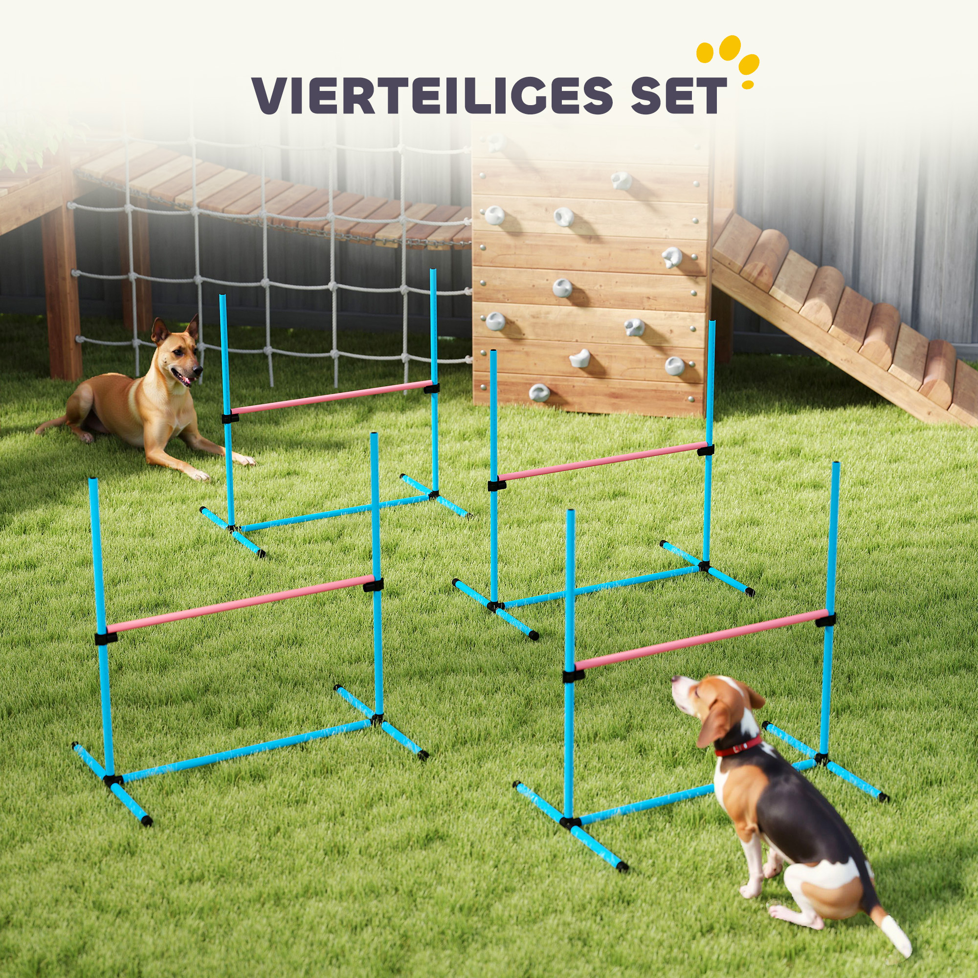 Agility Set Hunde 4-teiliges höhenverstellbar Agility-Ausrüstung mit 4 Hürden Tragetasche 99 x 65 x 94 cm Hellblau