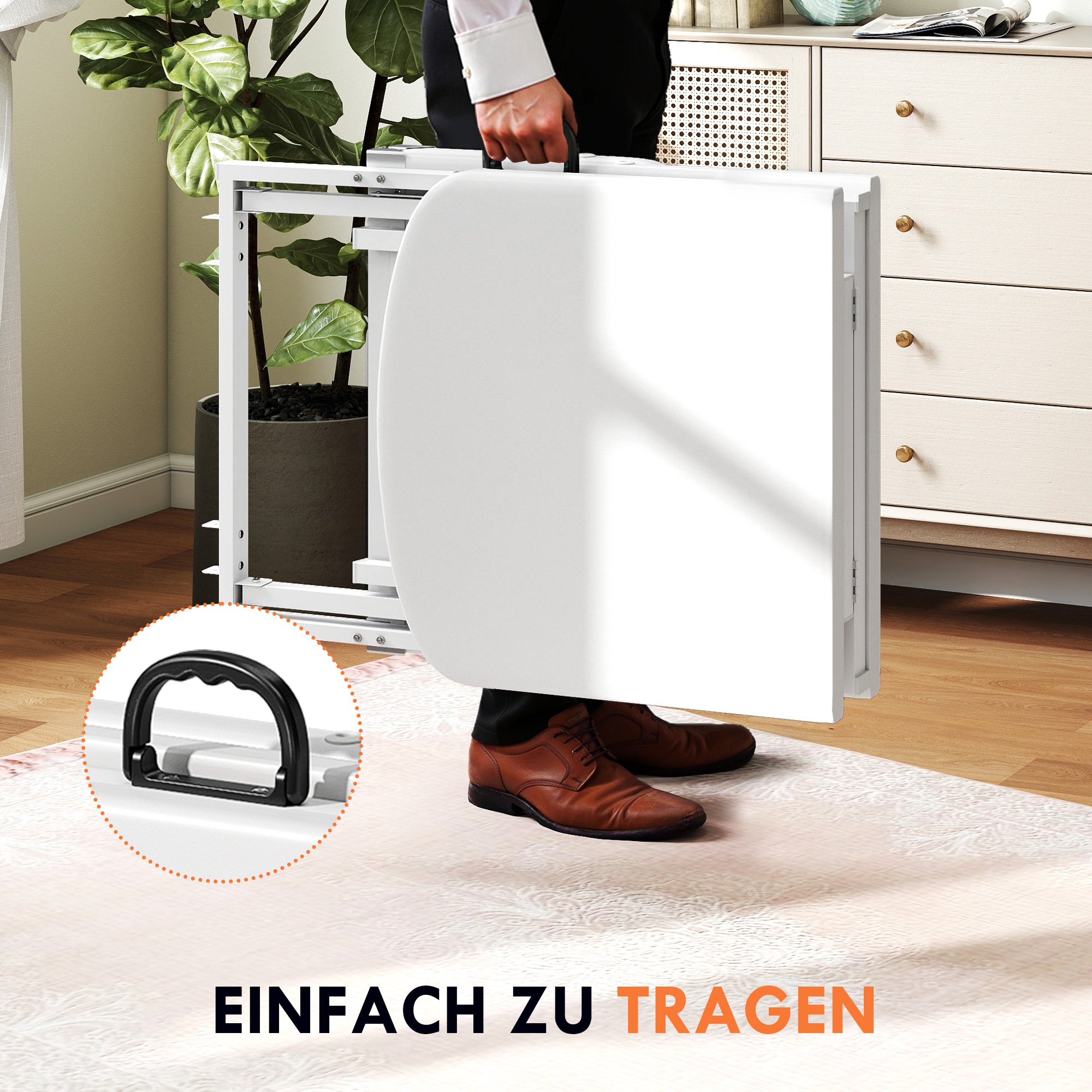 Tragbarer Massagetisch, Klappbare Massageliege mit Kunstleder-Bezug, Schaumstoff-Polsterung, Stahlrahmen, Weiß