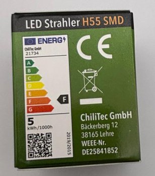 LED Strahler MR16 "H55 SMD", 120°, 4000k, 440lm, 12V/5W, neutralweiß