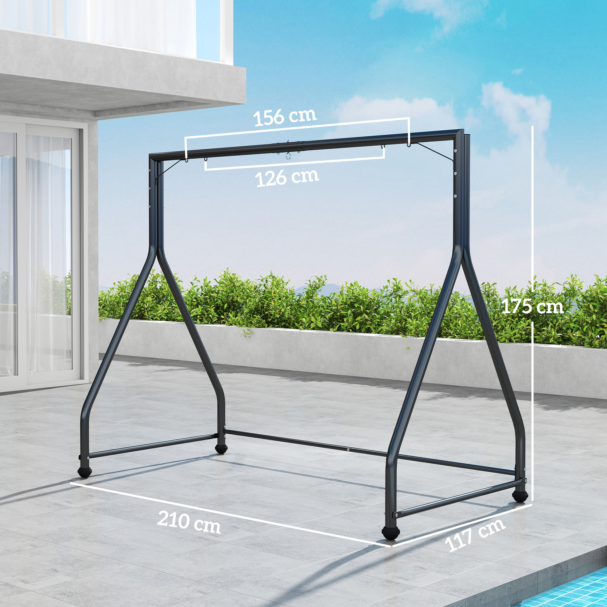 Schaukelständer Vielseitiger Schwerlast-Schaukelrahmen für Zwei-/Dreisitzer oder Hängekorb Schwarz