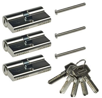 Schließzylinder-Set 3x 60mm (30+30mm), 5 Schlüssel, Not- & Gefahrenfunktion Schließzylinder-Set 3x 60mm (30+30mm), 5 Schlüssel, Not- & Gefahrenfunktion