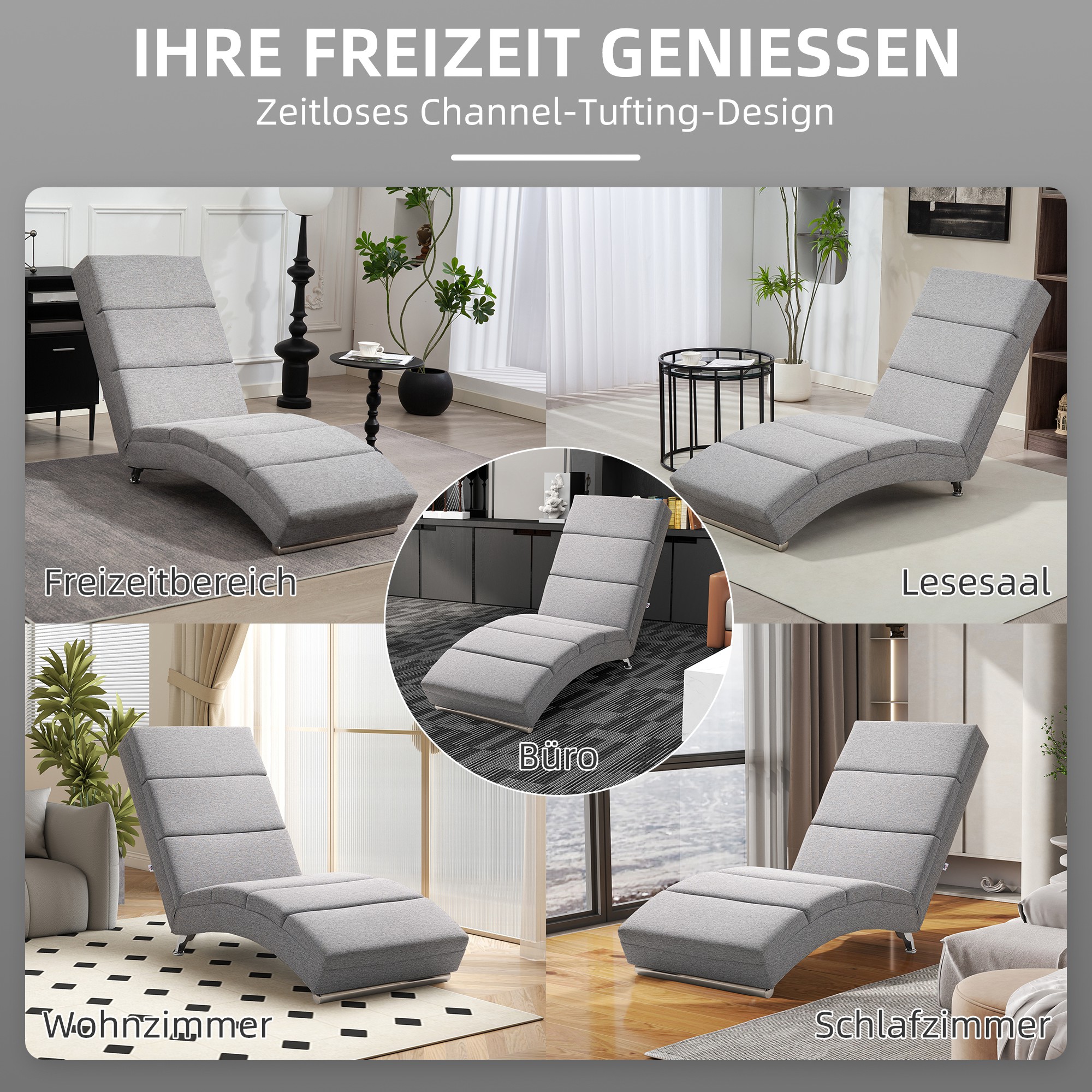 Polstersessel mit Rückenlehne, Relaxsessel mit Stahlbeinen & dicker Polsterung, für Wohnzimmer, Schlafzimmer, Hellgrau