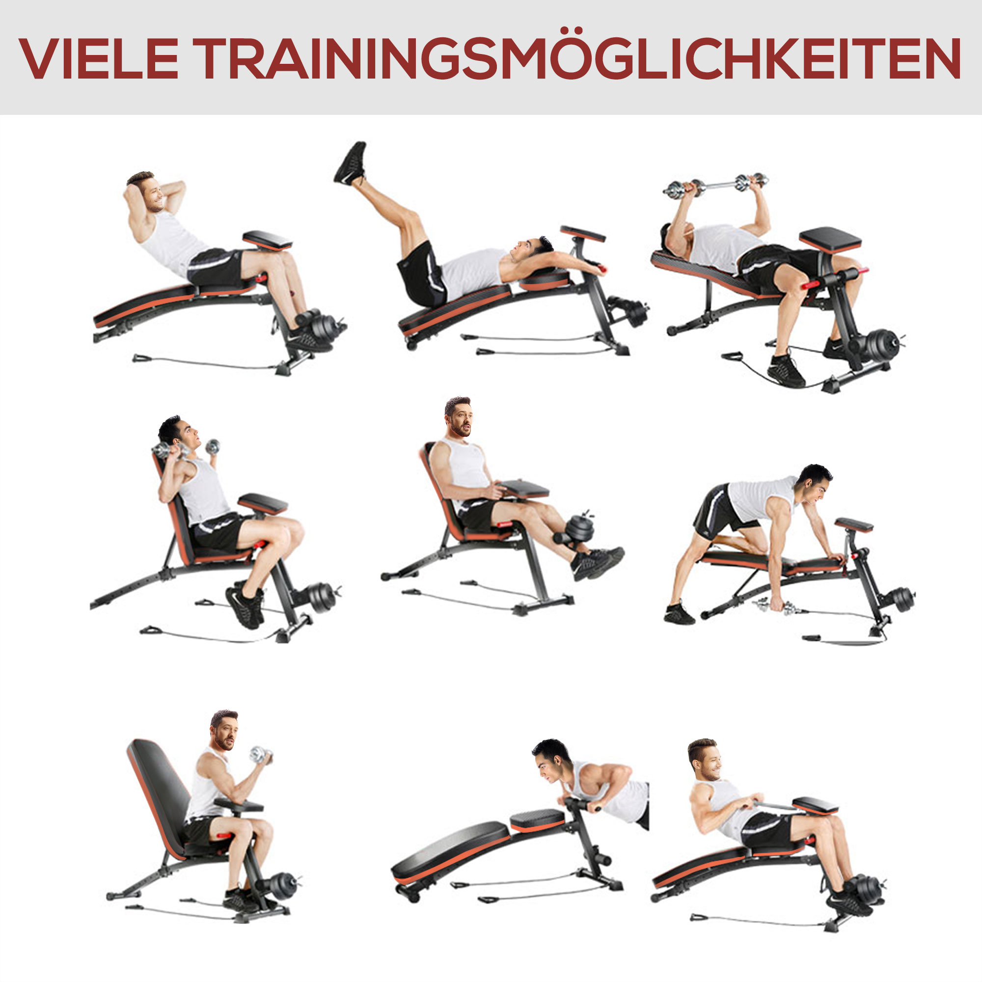 Multifunktion Hantelbank Kraftstation mit Feder Booster Trainingsbank Gewicht bis 120kg Schwarz 54 x 160 x 106 cm