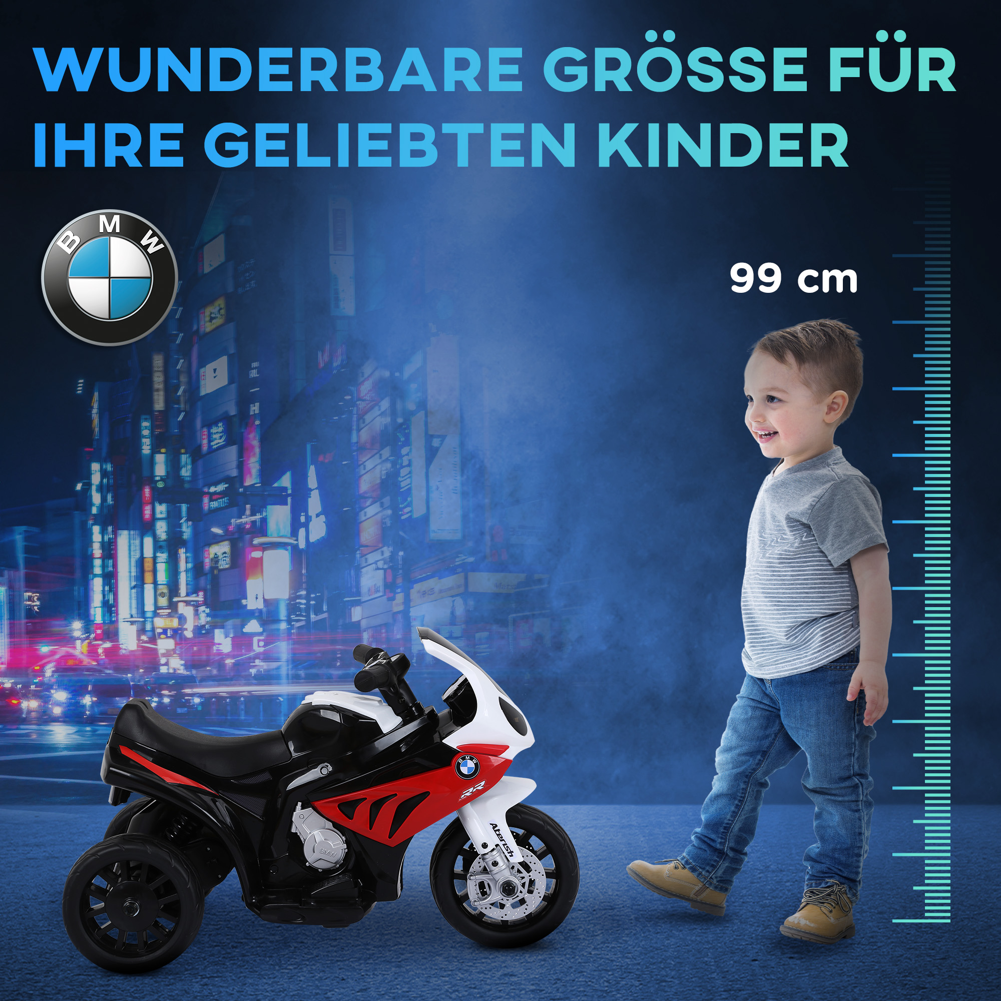 Elektro Kindermotorrad BMW S1000RR Elektromotorrad mit Musik, Scheinwerfer, Kinder Elektro Motorrad für Kinder von 18-36 Monaten Rot