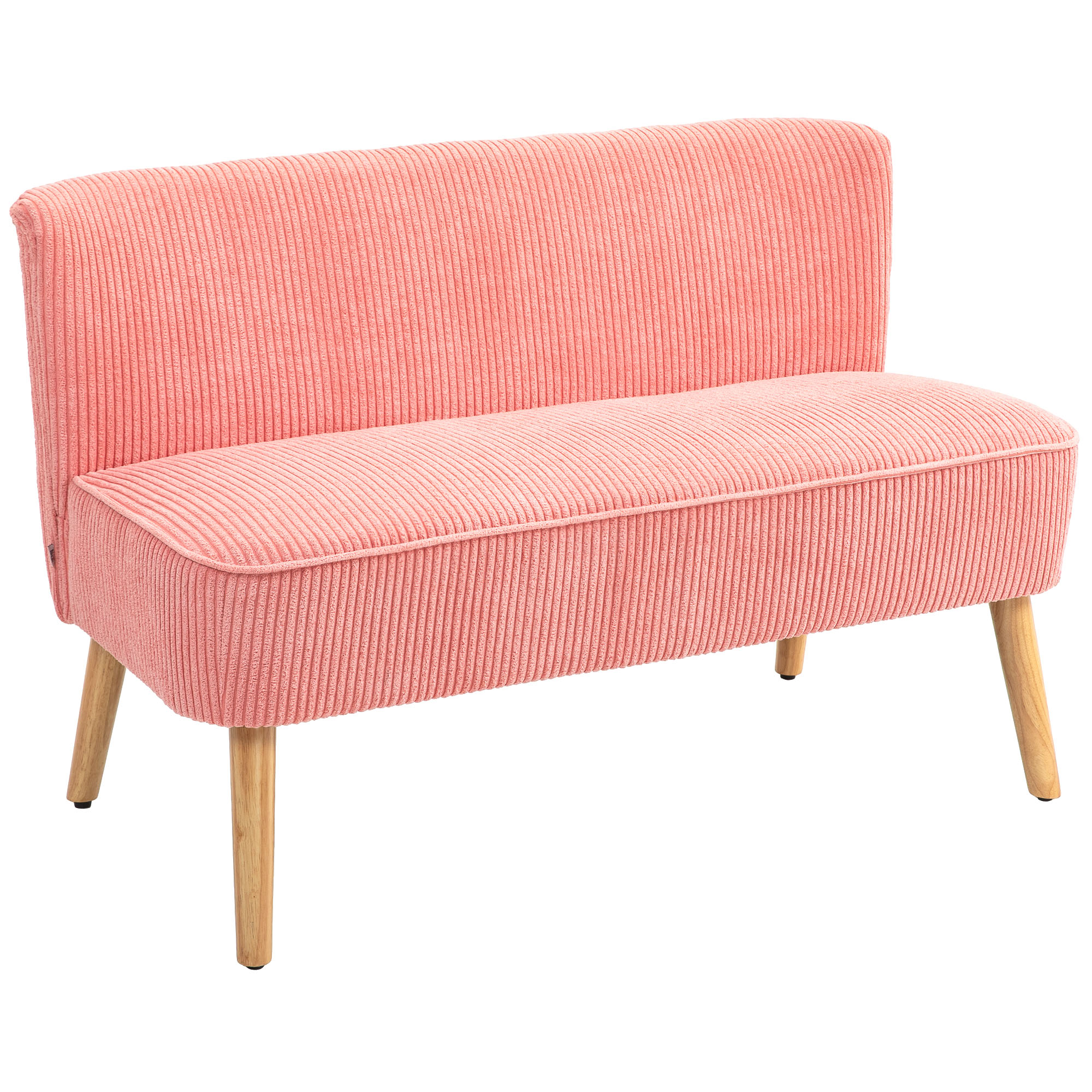 Zweisitzer-Sofa, elegantes Skandi Design, massiver Holzrahmen, bis 150 kg, 117 x 56,5 x 77 cm, Rosa