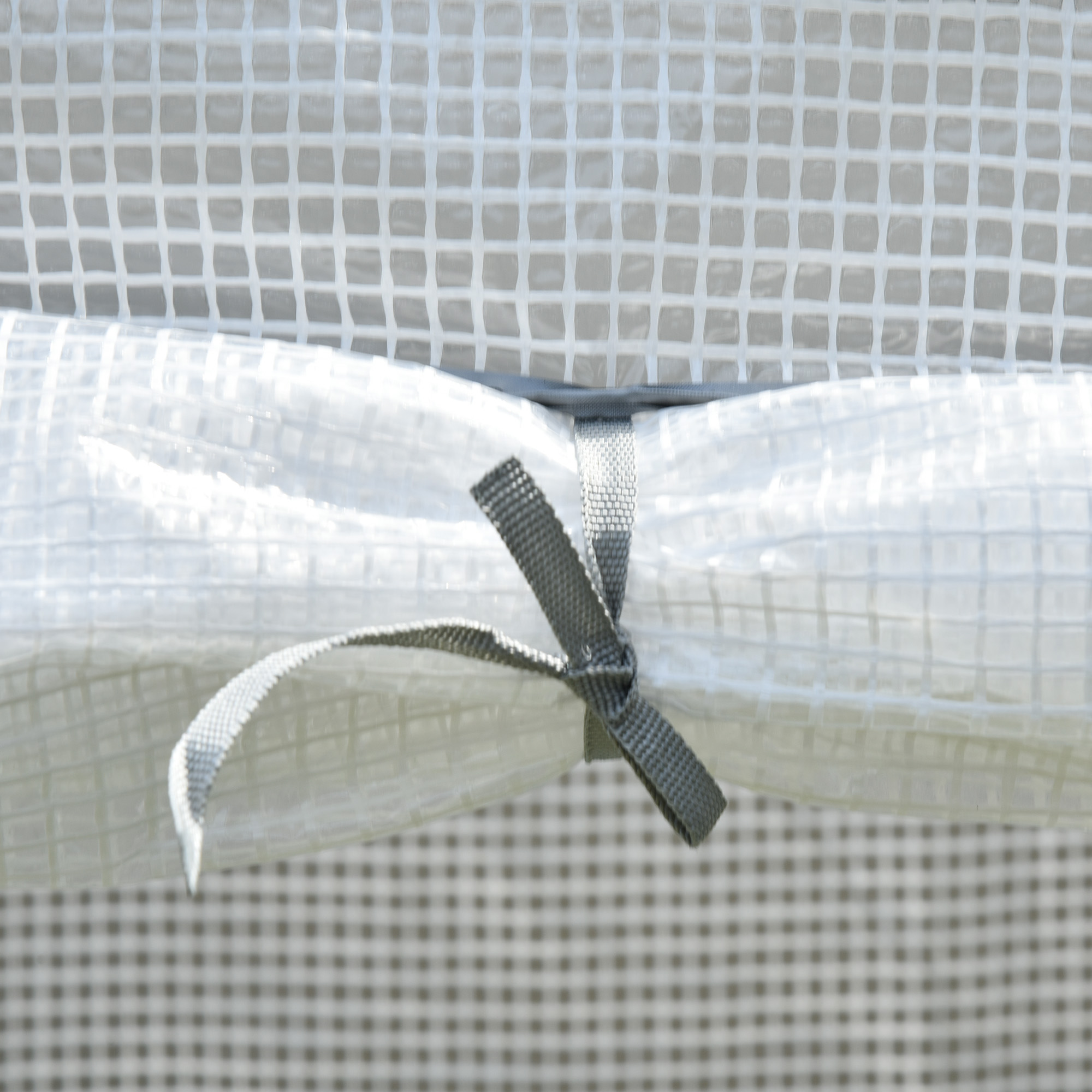 Gewächshaus mit PE-Gitterfolie, Tür, winterfest Foliengewächshaus aus Stahl, Treibhaus 100 x 50 x 150 cm, Weiß