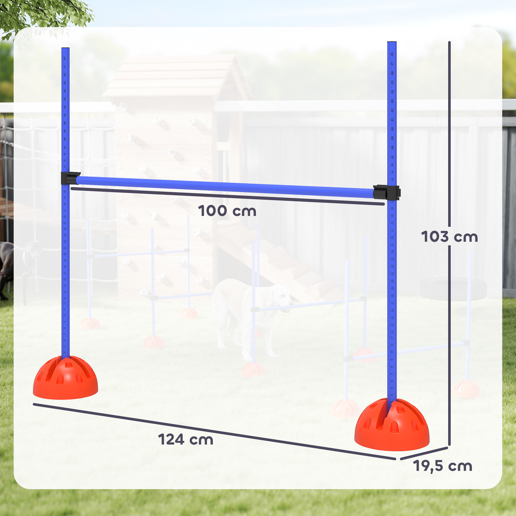 4-teiliges Hunde-Agility-Set mit 4 Hürden und Tragetasche für das Sprungtraining, Blau