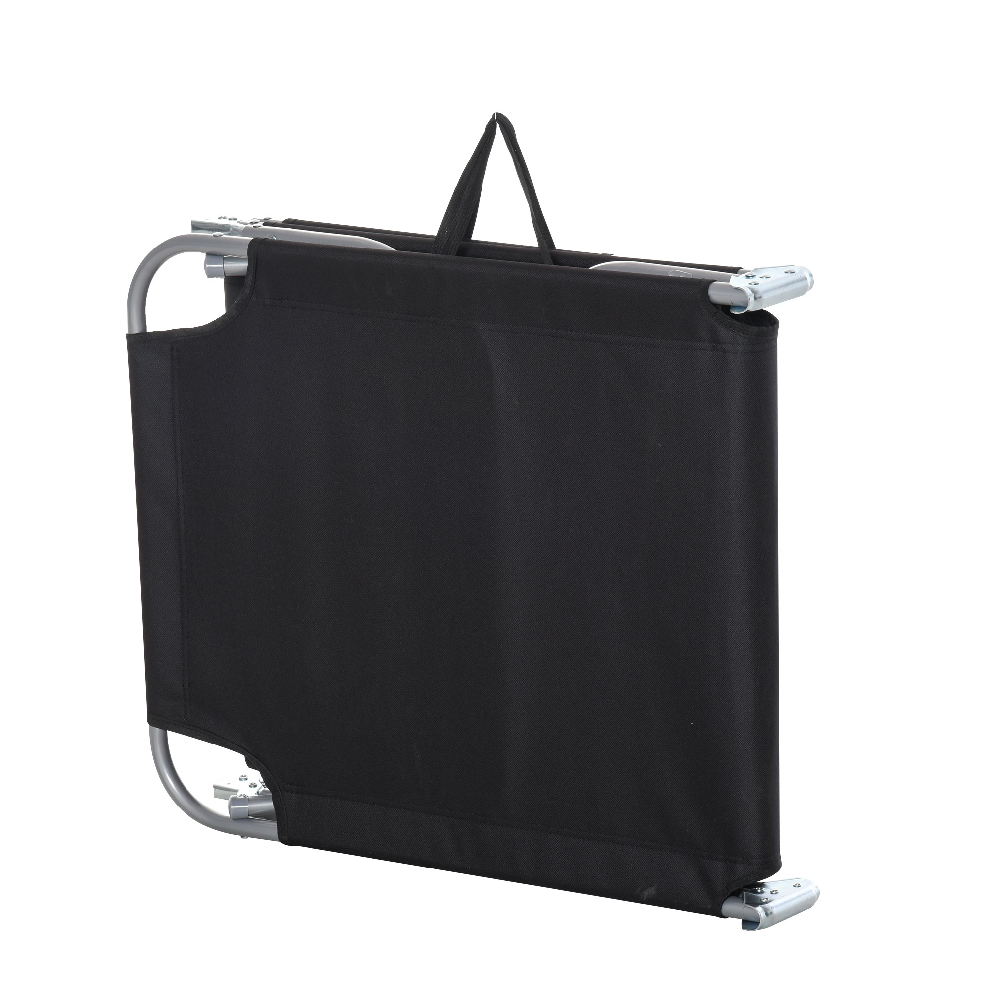 Sonnenliege, klappbar, verstellbare Rückenlehne, rostfreier Metallrahmen, 187 x 55 x 24, Schwraz