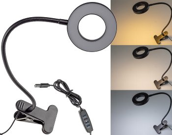 LED Klemmleuchte mit USB-Betrieb, 40cm Schwanenhals, dimmbar, 55lm
