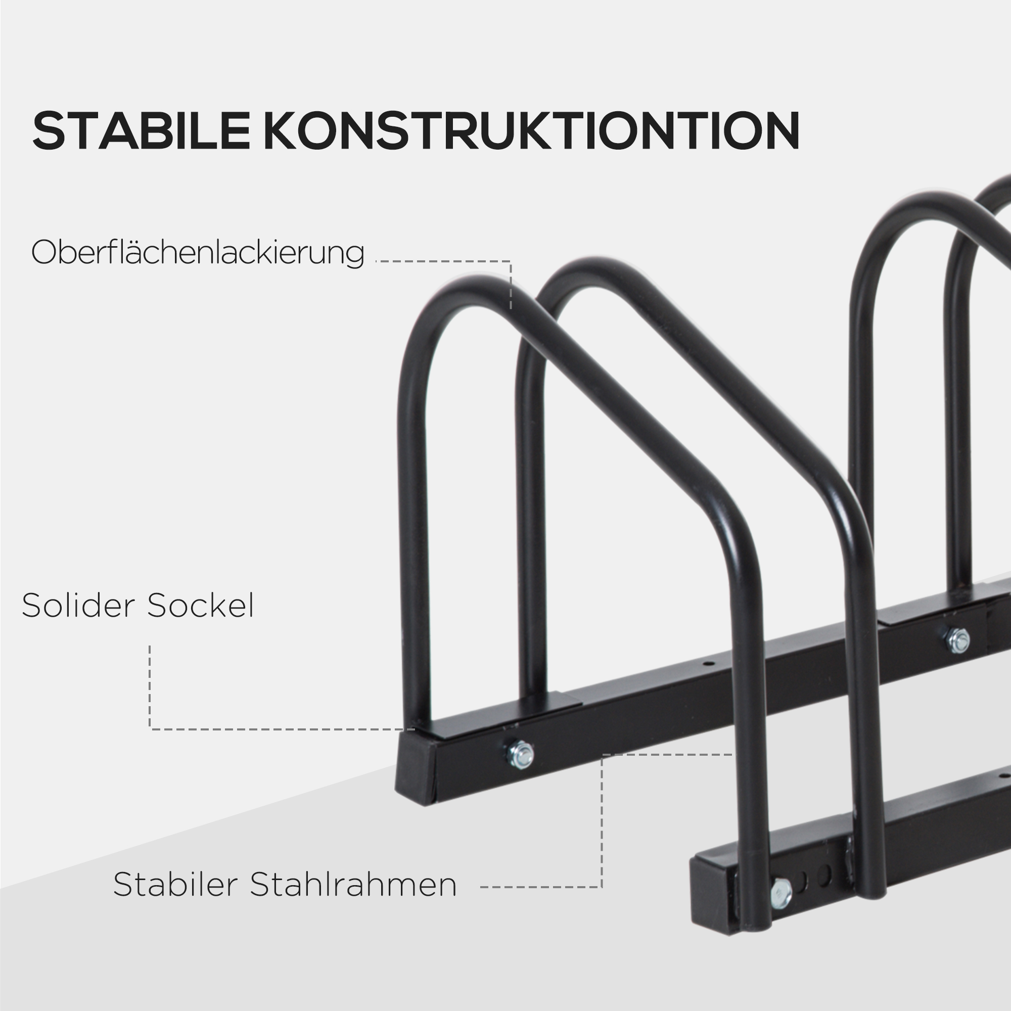 Fahrradständer für 4 Fahrräder, wetterfest, Wand- oder Bodenmontage, Stahl 110 x 33 x 27 cm