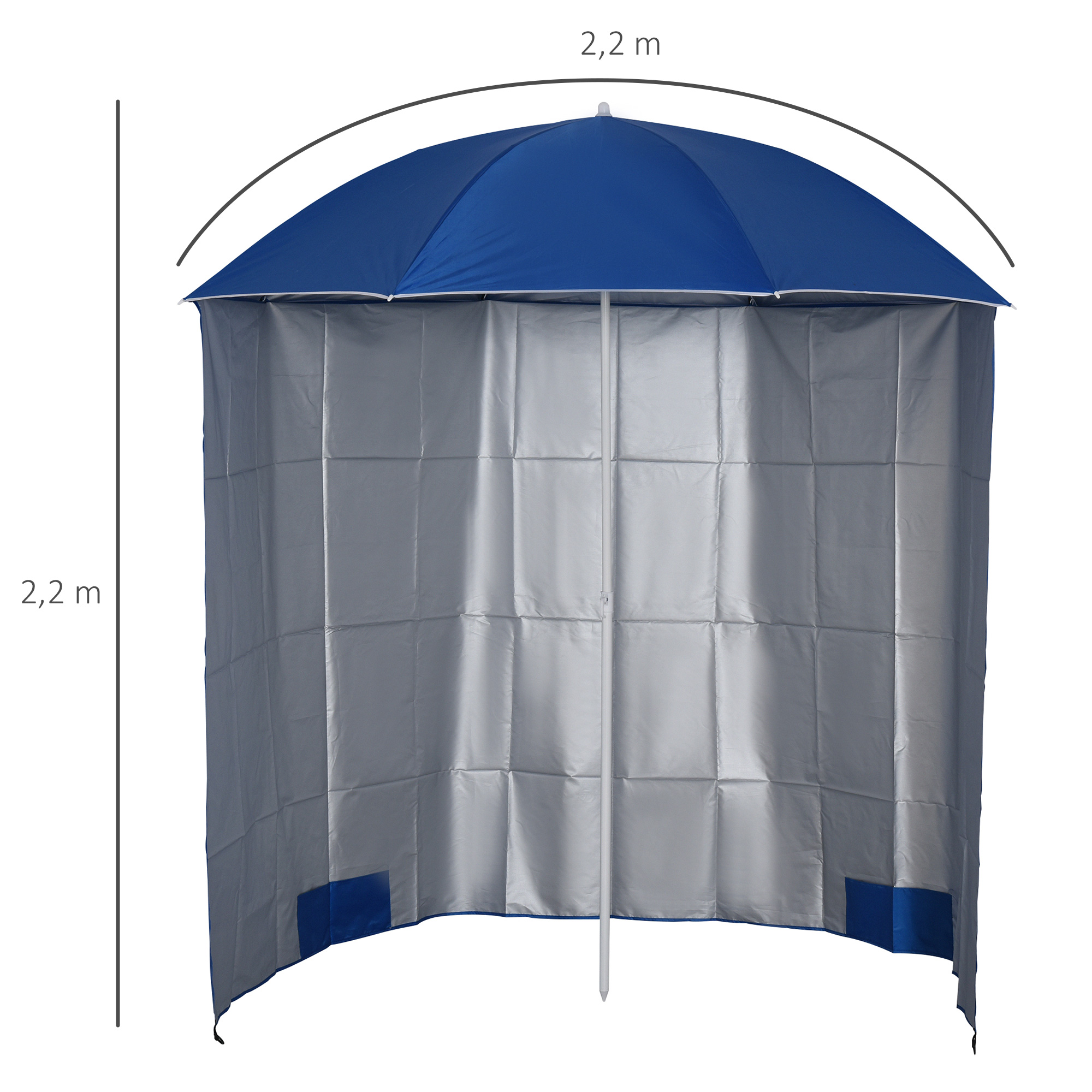 Sonnenschirm Strandschirm Sonnenschutz mit Seitenwand Strand Polyester Blau 2,2 x H2,2m
