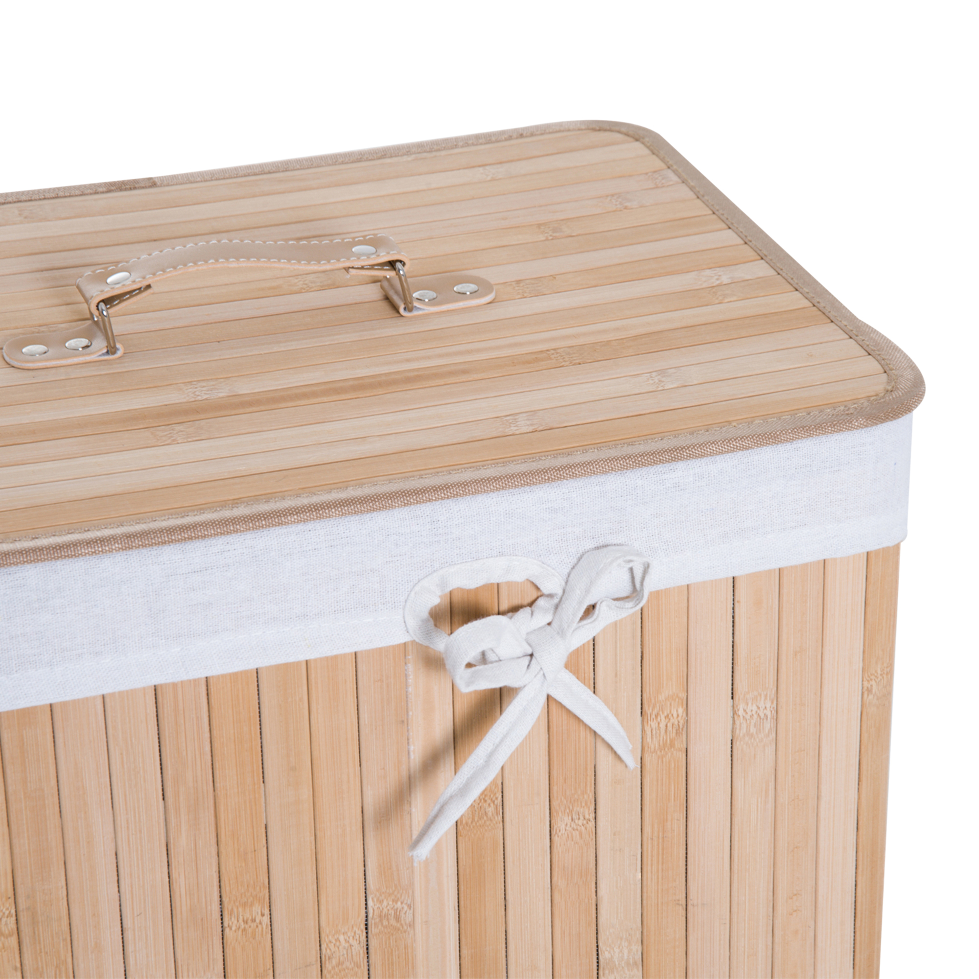 Wäschekorb schmal mit Deckel 72L Wäschesammler mit Griff, herausnehmbarer Wäschesack, Wäschebox für Waschküche Schlafzimmer Badezimmer Natur