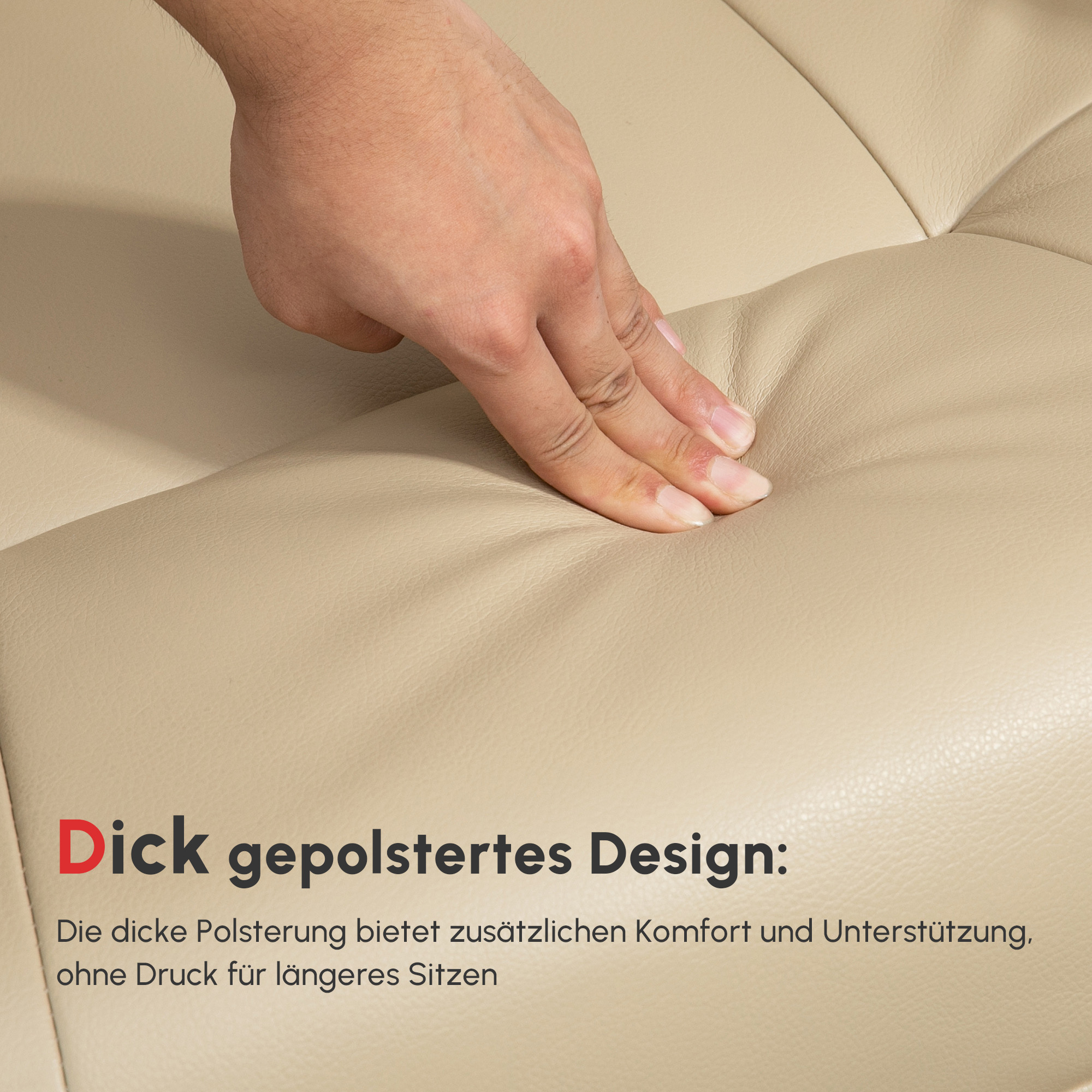 Relaxsessel, verstellbar, Liegefunktion, bis 120 kg, Kunstleder, 78 x 87 x 100 cm, Creme