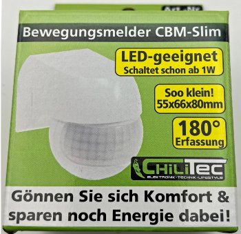 Aufputz Bewegungsmelder "CBM-Slim" 180°, LED geeignet, IP44, 1-800W, weiß