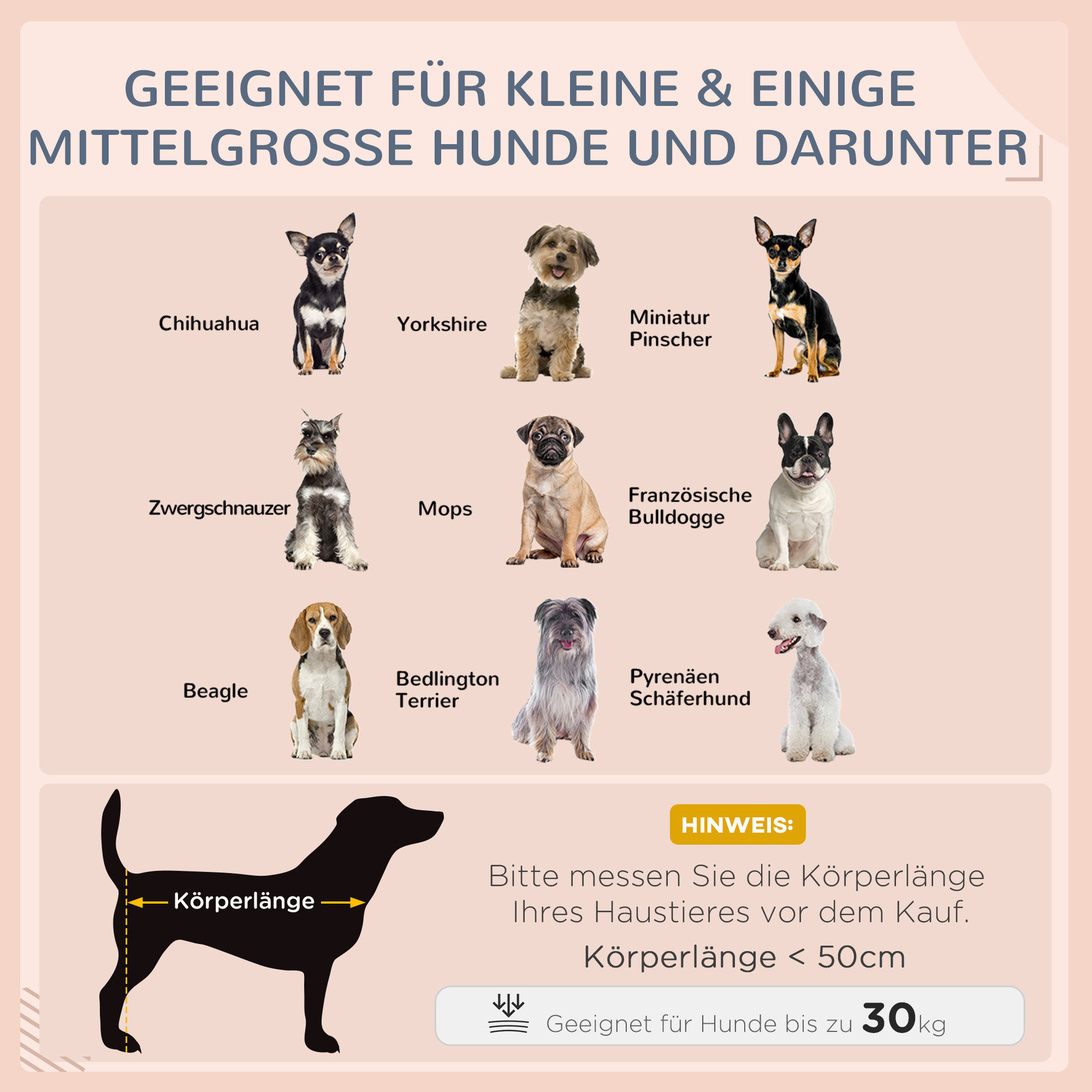 Hundehütte Haustierbett Hundekorb, wetterbeständig, abnehmbares Poster, Grau