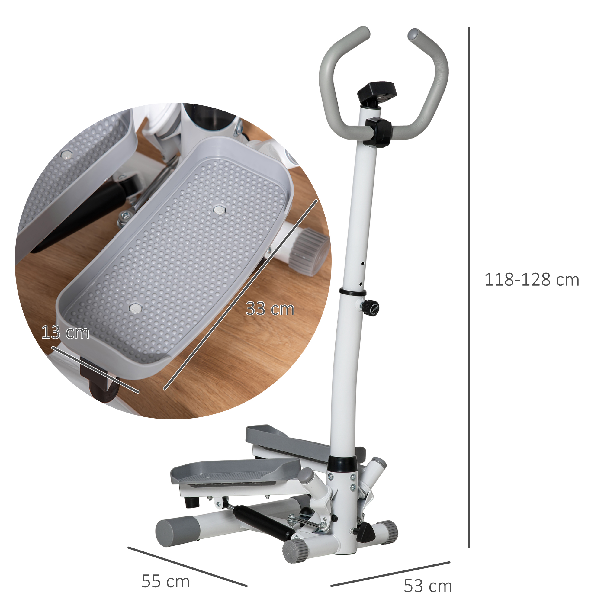 Stepper Heimtrainer für Zuhause mit LCD-Bildschirm einstellbare Geschwindigkeit Metall ABS 55 x 53 x 118-128 cm