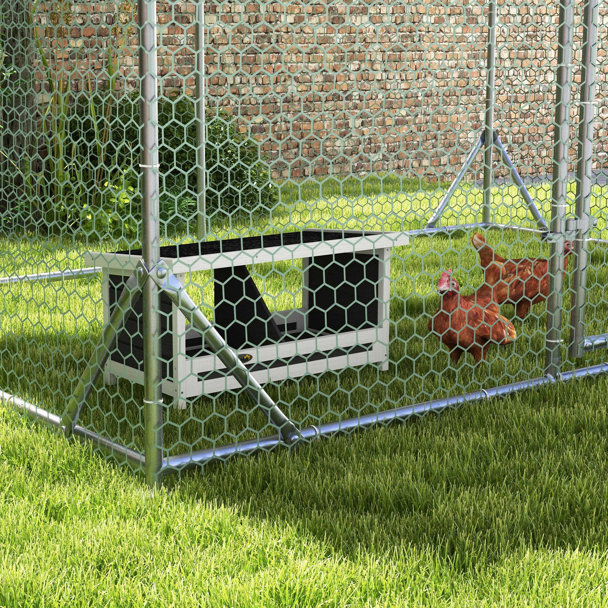 Legenest für Hühner Hühnernest, wetterbeständig, Asphaltdach, 66 x 37 x 34 cm, Natur + Schwarz