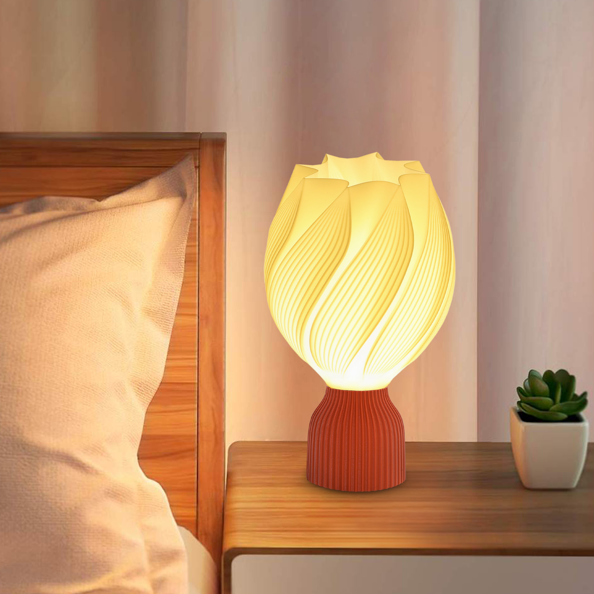3D-gedruckte Lampe mit Blütenblattformen, Kunststoff, energieeffizient, Weiß