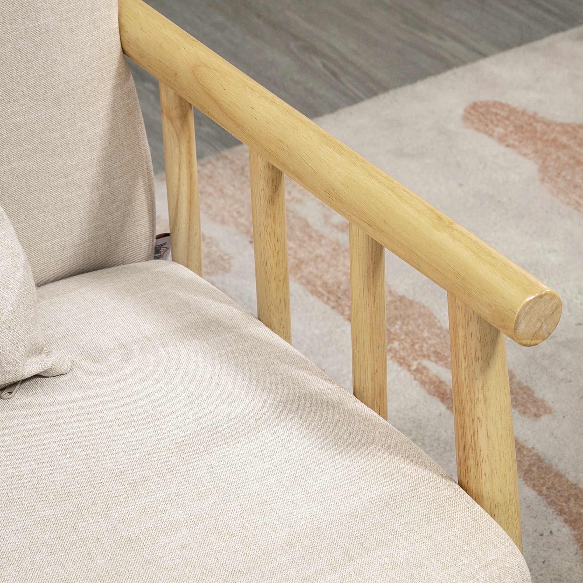 2-Sitzer Sofa, Stoffbezug in Leinenoptik, kompakt, bis 200 kg, Holzrahmen, 123L x 69B x 74H cm, Beige