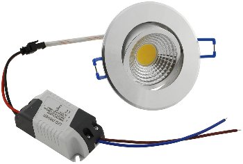 LED-Einbauleuchte "COB-5", 5W, 420lm, ALU, 3000K, 75°, Ø85xT47mm, Rahmen chrom