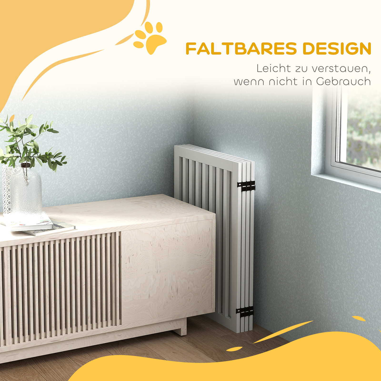 Haustiergitter, Treppenschutzgitter, Schutzgitter, 4 Teile, faltbar,  Weiß