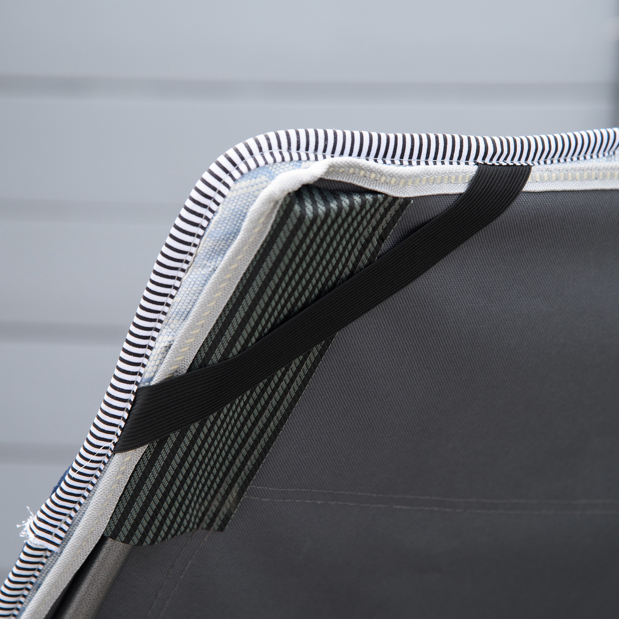 Campingbett, klappbares Feldbett mit Kopfkissen, 188 x 64,5 x 53 cm, Dunkelblau+Grau