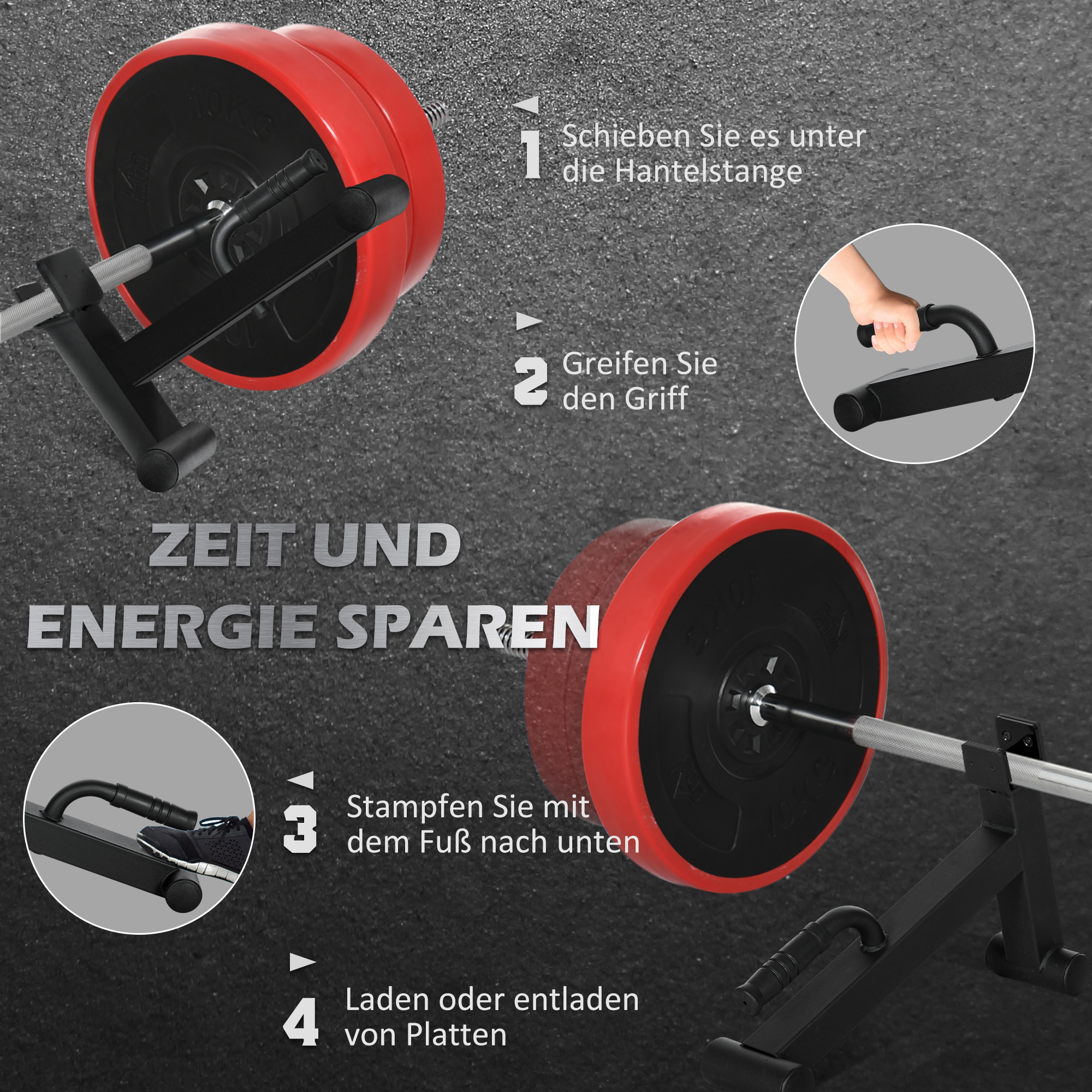 Barbell Jack Deadlift Jack mit rutschfestem Griff Kreuzheben Langhantelheber 50 x 12 x 33 cm Schwarz