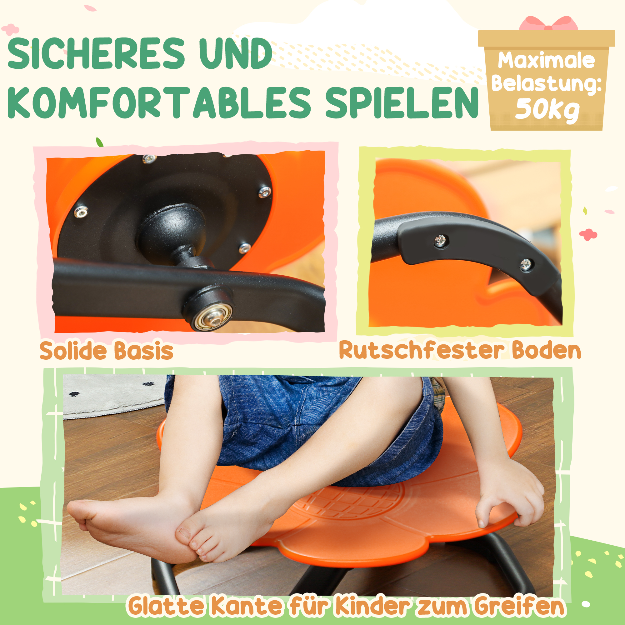 Sensorischer Kinderstuhl, Drehstuhl für Autismus, Sensorischer Balance Training Sitz Kunststoff Orange