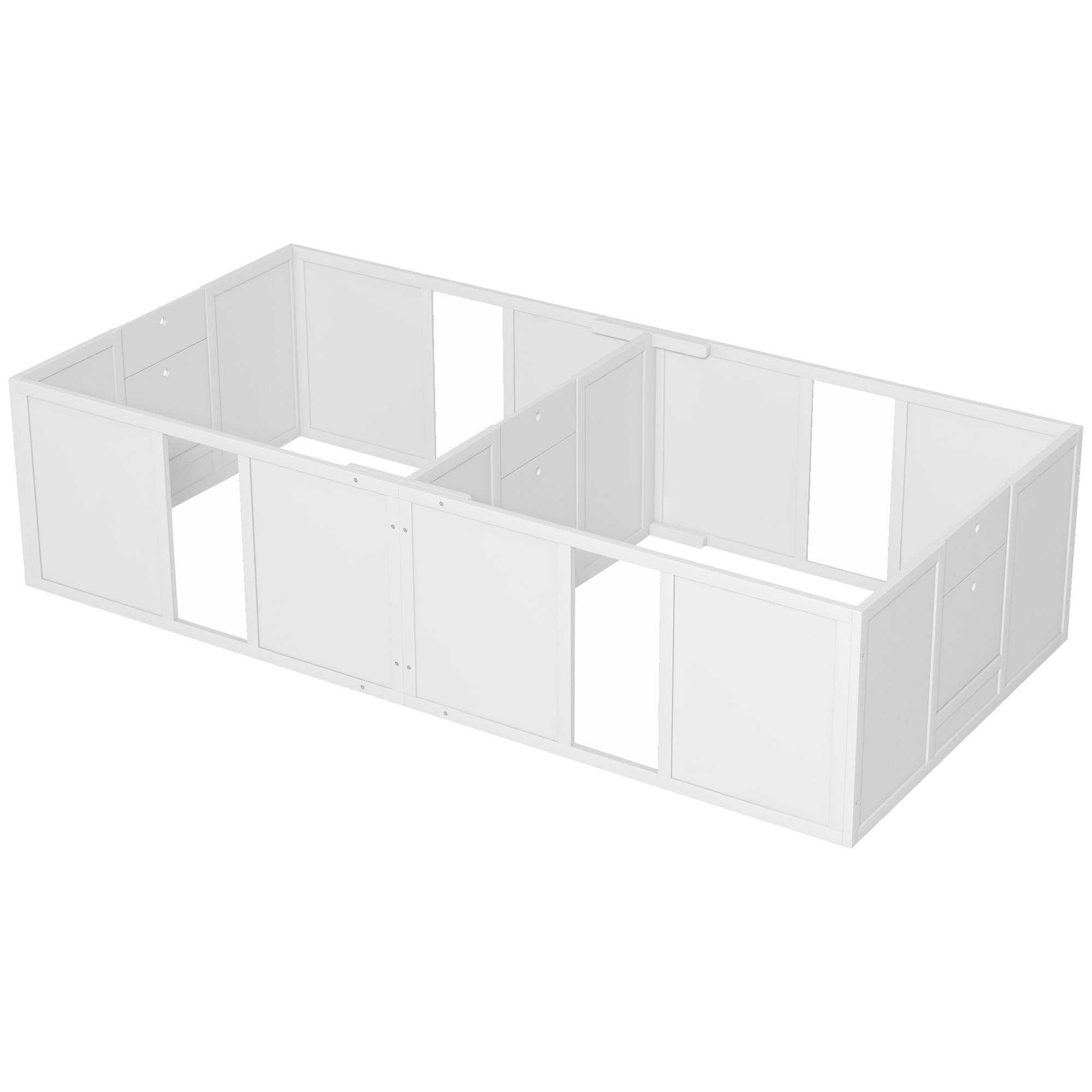 Wurfkiste für Welpen, teilbar in 2 Räume, Acrylfenster, 196 x 96 x 48 cm, Weiß