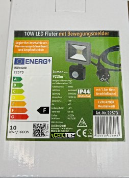 LED-Fluter SlimLine "CTF-SLT10 PIR", 10W, IP44, 923lm, 4000K, Bewegungsmelder