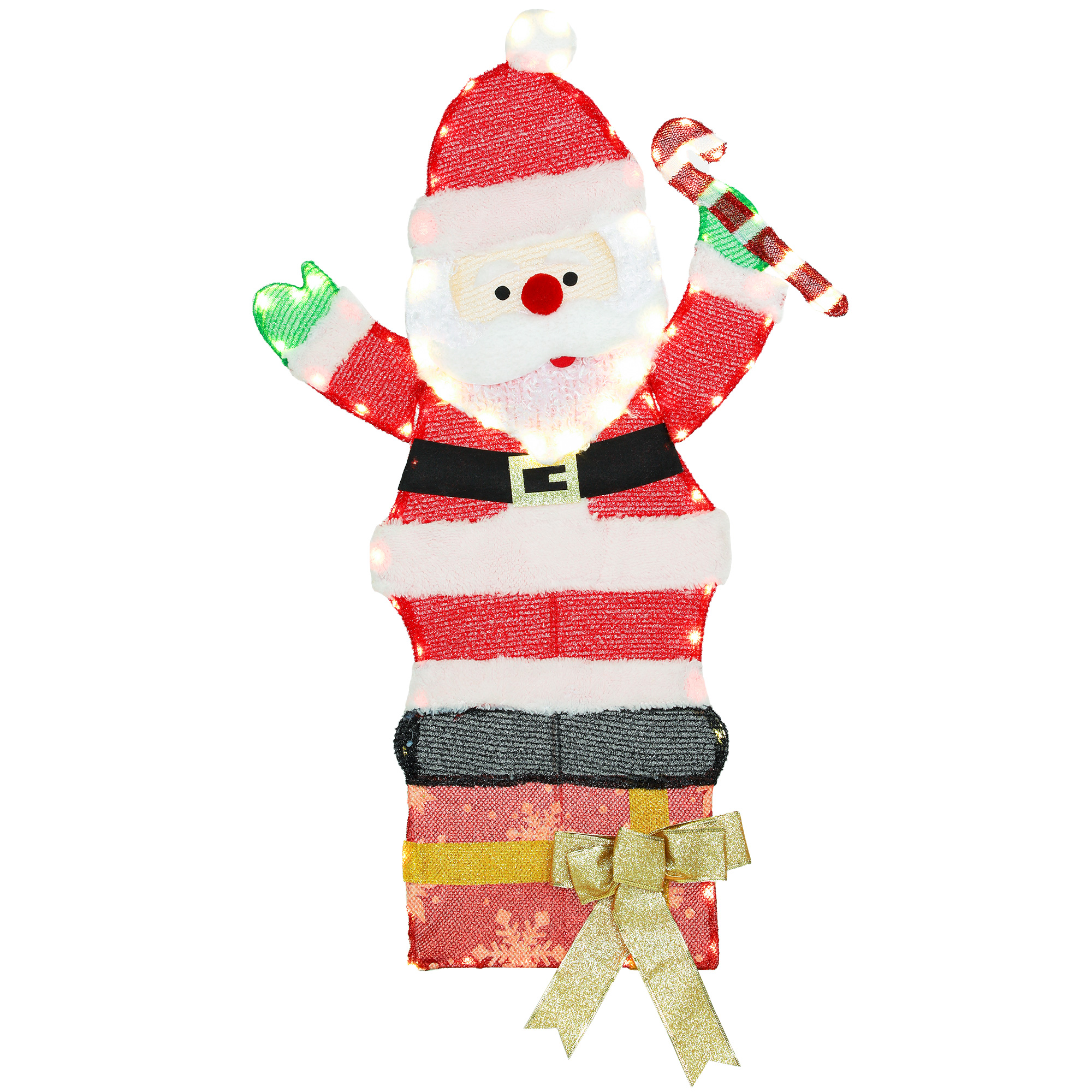 97er LED Weihnachtsdeko, Weihnachten Weihnachtsmann in warmweiß, Stahlrahmen Mehrfarbig