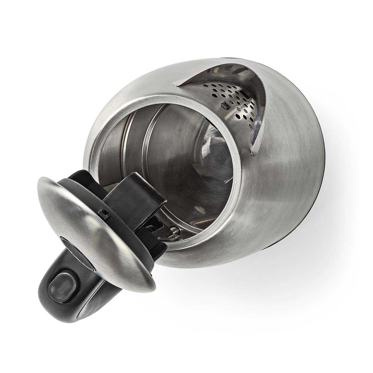 Wasserkocher | 1.7 l | Edelstahl | schwarz / Silber | Um 360 Grad drehbar | Verdecktes Heizelement | Strix Controller | Boil-dry protection