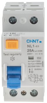 FI Fehlerstrom-Schutzschalter 30mA, 25A, 2-polig für DIN Trägerschiene