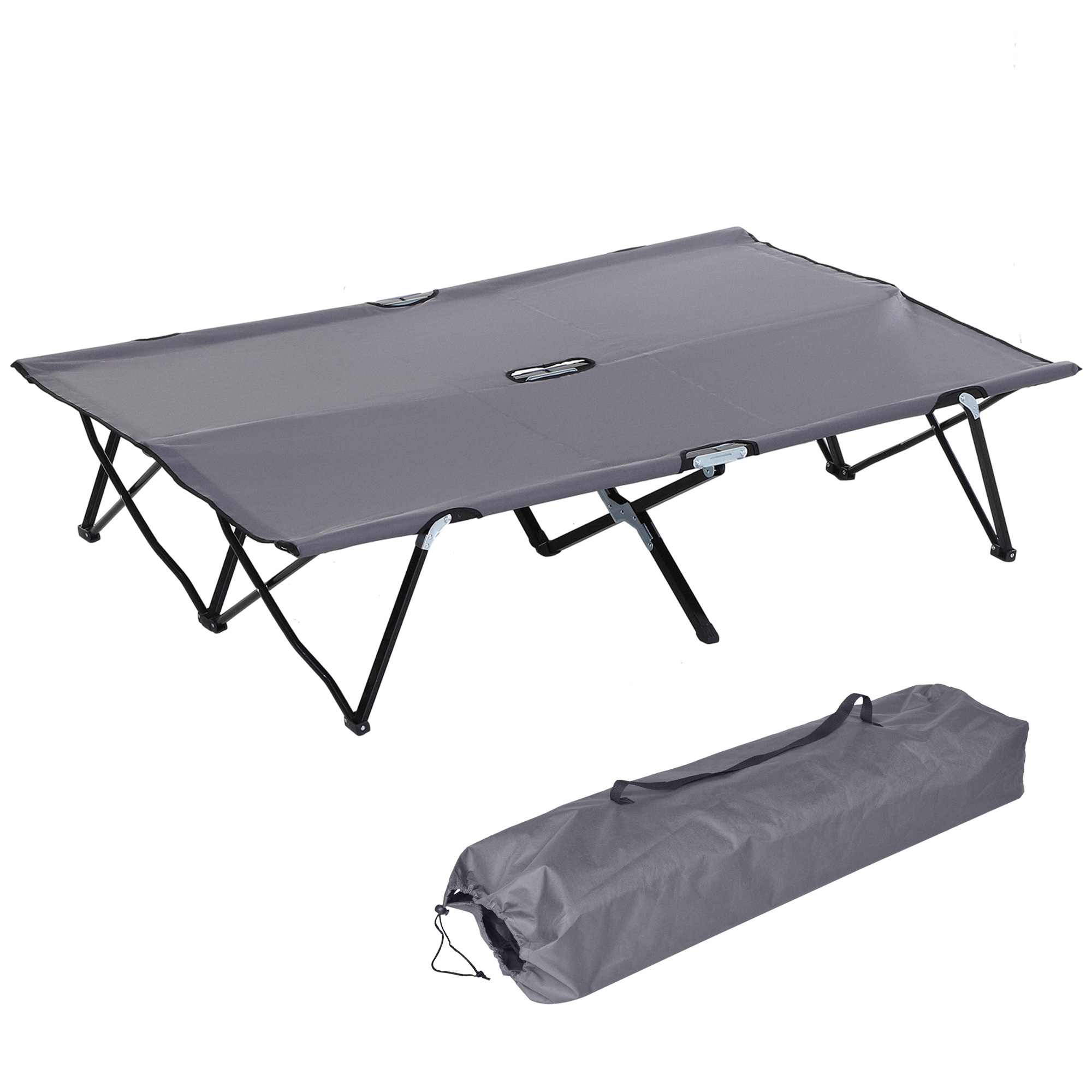 Campingliege, Campingbett für bis zu 2 Personen, 193L x 125B x 40H cm, Grau