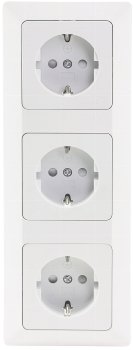MILOS Set 3 Steckdosen + 3-fach Rahmen, 250V~/ 16A, Steckanschluss, Matt-weiß