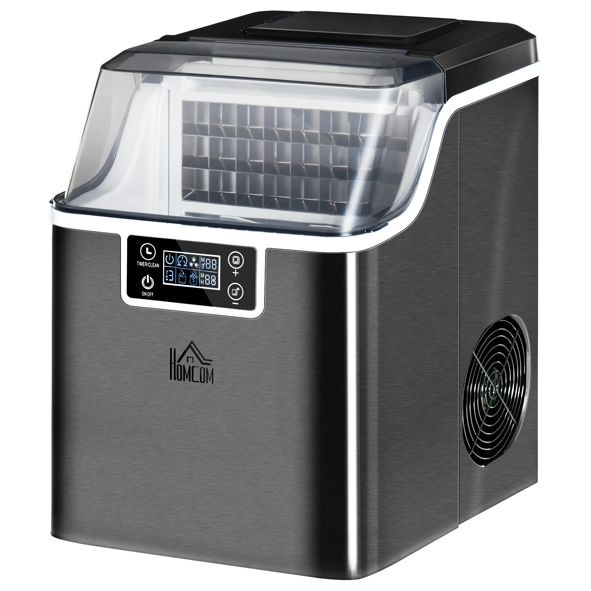 Eiswürfelmaschine Eiswürfelspender Ice-Maker 20kg/24h 2,3L Eiswürfelbereiter mit 3,2 L Wassertank, Schwarz