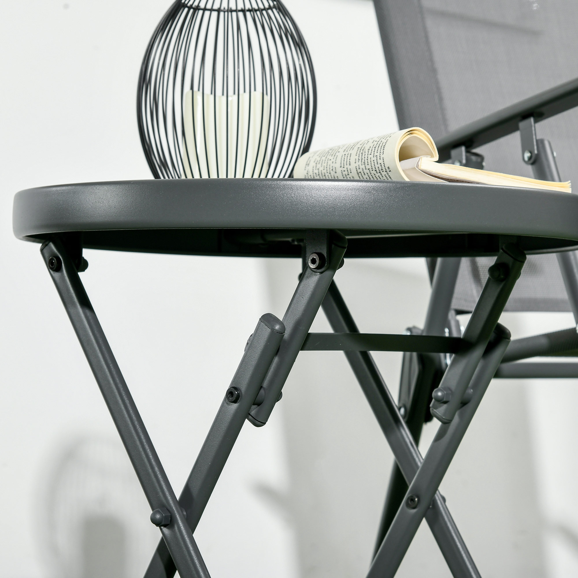 Gartentisch Klapptisch Garten-Klapptisch, rund, wetterbeständig, klappbar,  Ø45 x 50 cm, Schwarz