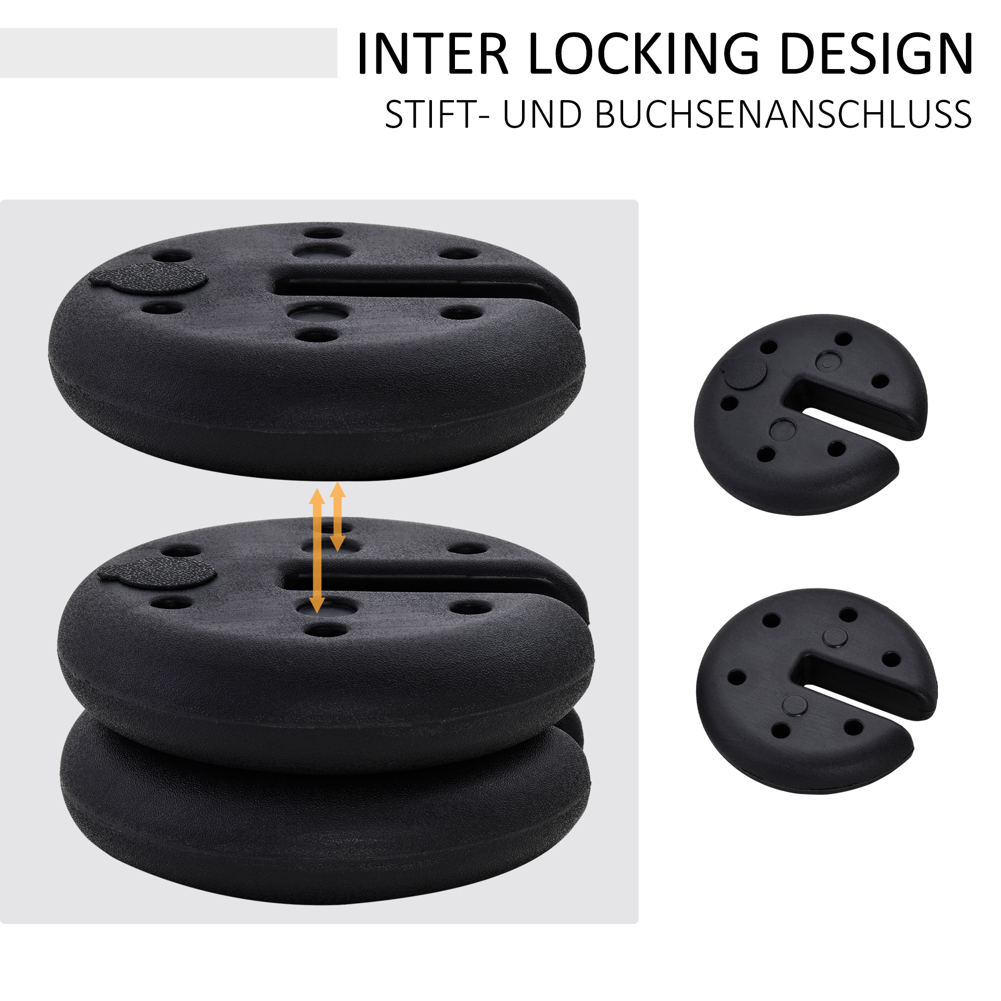 Pavillon Standfuß 4 Stk, Gewicht Partyzelt Pavillongewicht befüllbar bis 5 kg Gewichte für Pavillon Beschwerer für Pavillons Ø25 x 6 cm Schwarz