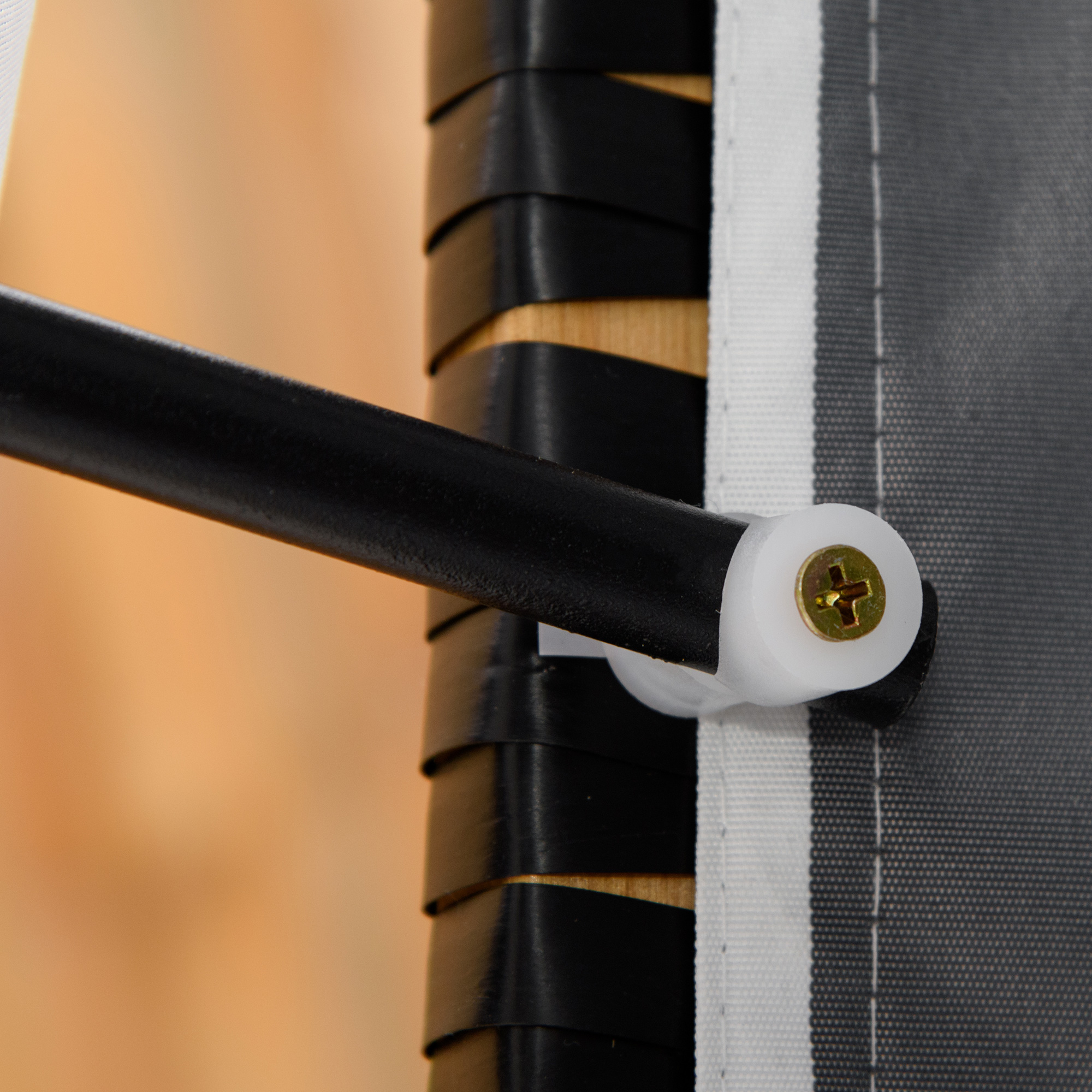 Strandkorb mit Fußstützen, Klapptisch und Nackenrollen, Outdoormöbel, Natur + Grau + Weiß