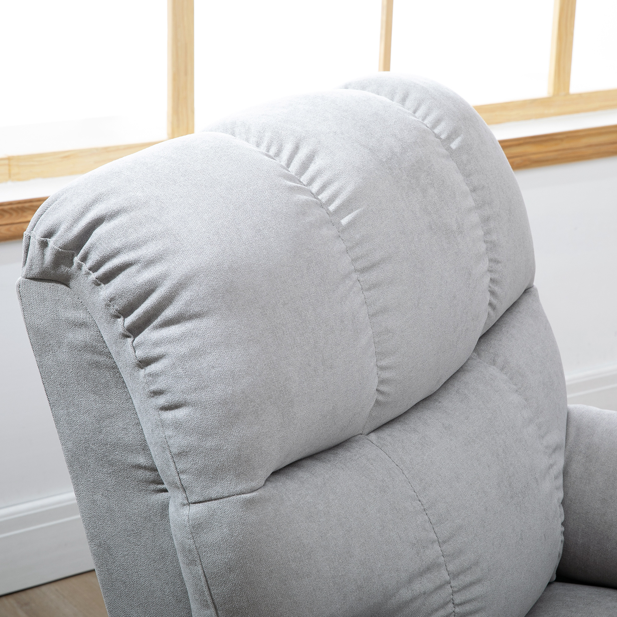 Sessel mit Aufstehhilfe, Massagesessel, Relaxsessel mit USB-Anschluss, Fernsehsessel mit Fernbedienung, Seitentasche, Neigebarer TV-Sessel mit Samtoptik, Grau