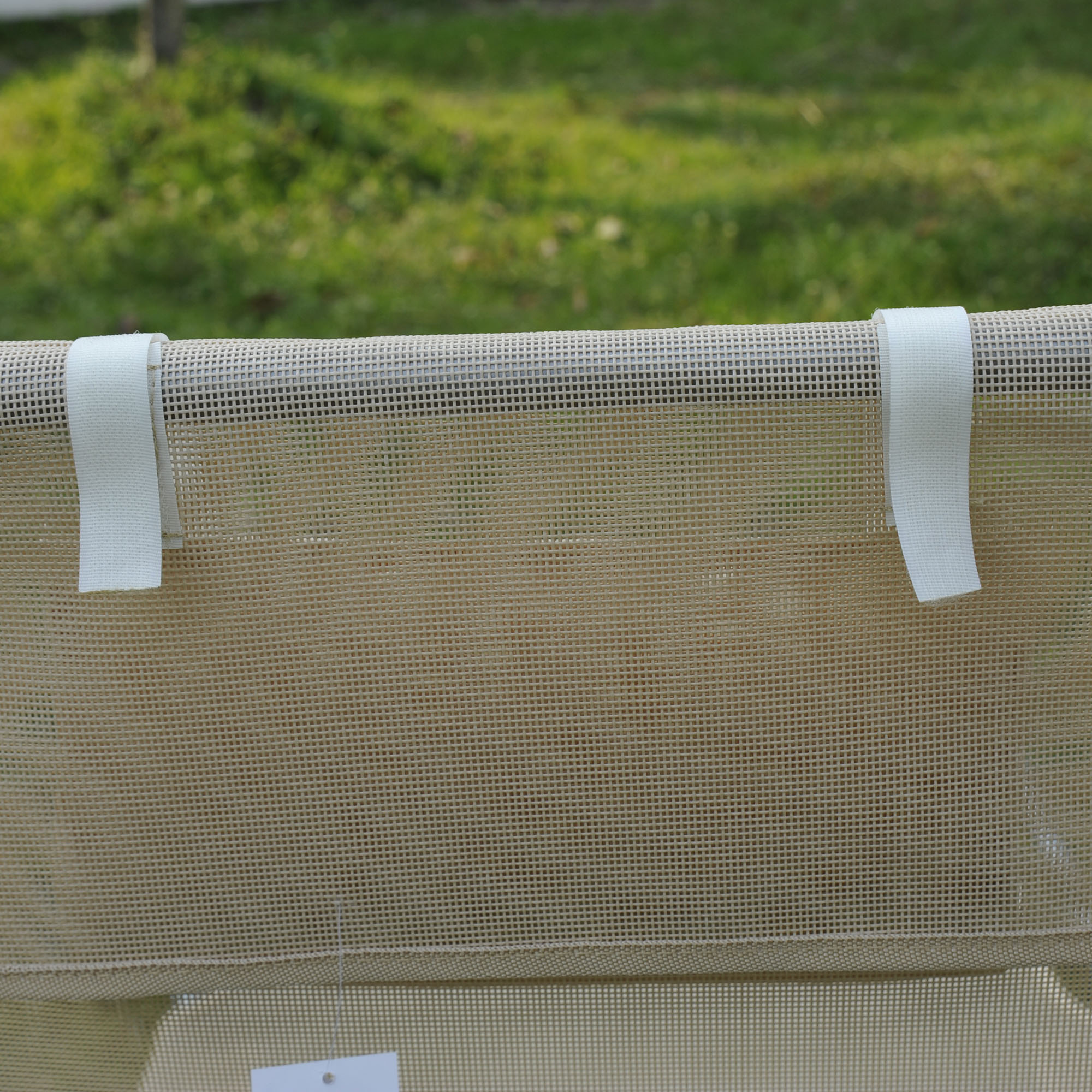 Sonnenliege klappbar Gartenliege mit Kopfkissen Liegestuhl verstellbar mit 5-Fach Campingliege bis 120kg belastbar für Garten, Balkon und Pool geeignet, 4 Farben(Creme)