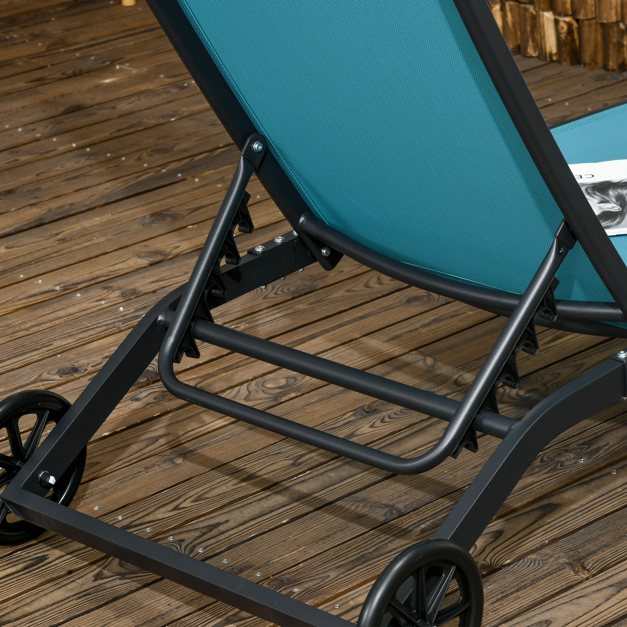 Sonnenliege, 5-stufig verstellbare Rücklehne, atmungsaktiver Stoff, Aluminiumrahmen, blau, 195 x 66 x 34 cm