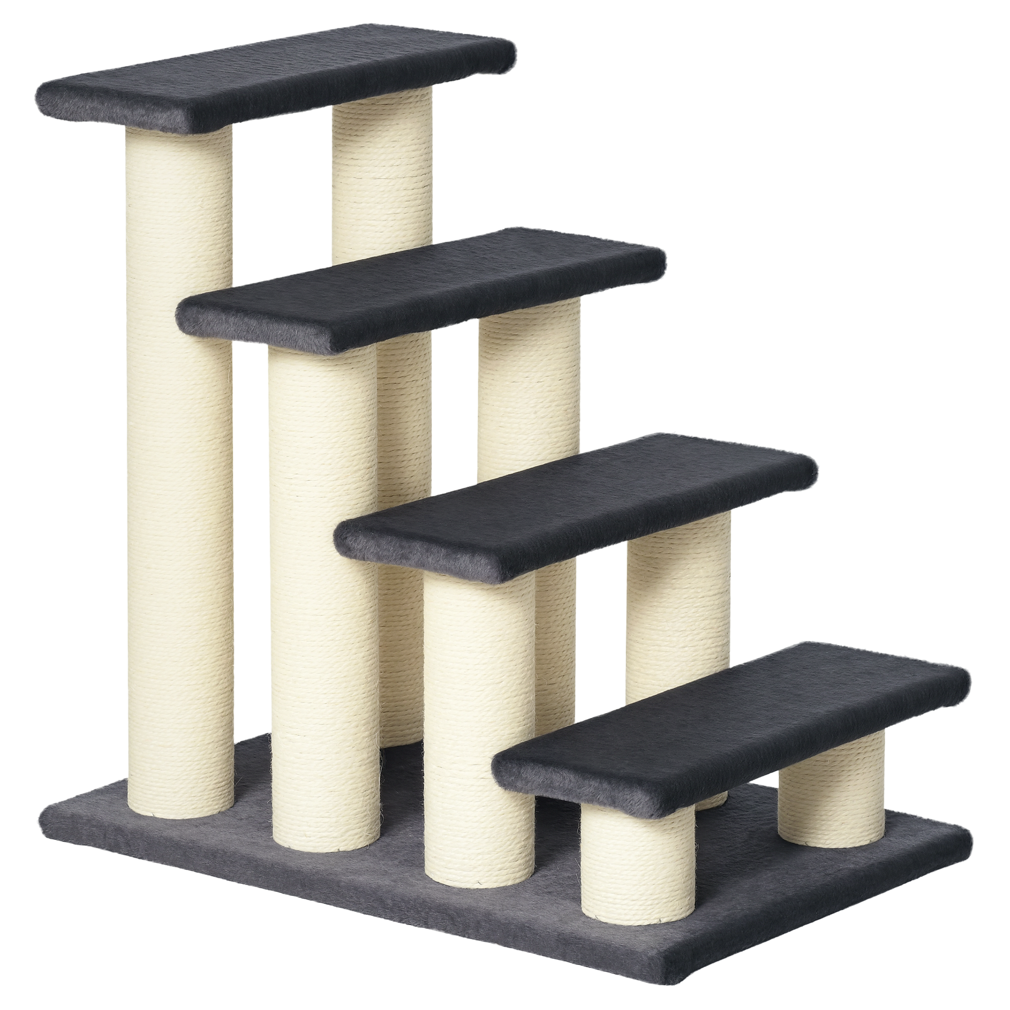 Hundetreppe 4 Stufen 59 cm Hoch Haustiertreppe für Katze und Hunde Hunderampe Katzentreppe Einstiegshilfe für Bett, Sofa, Couch Grau