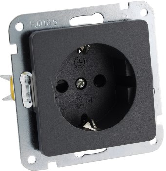 MILOS Schutzkontakt-Steckdose, Anthrazit, 250V~/ 16A, OHNE Rahmen, Klemmanschluss