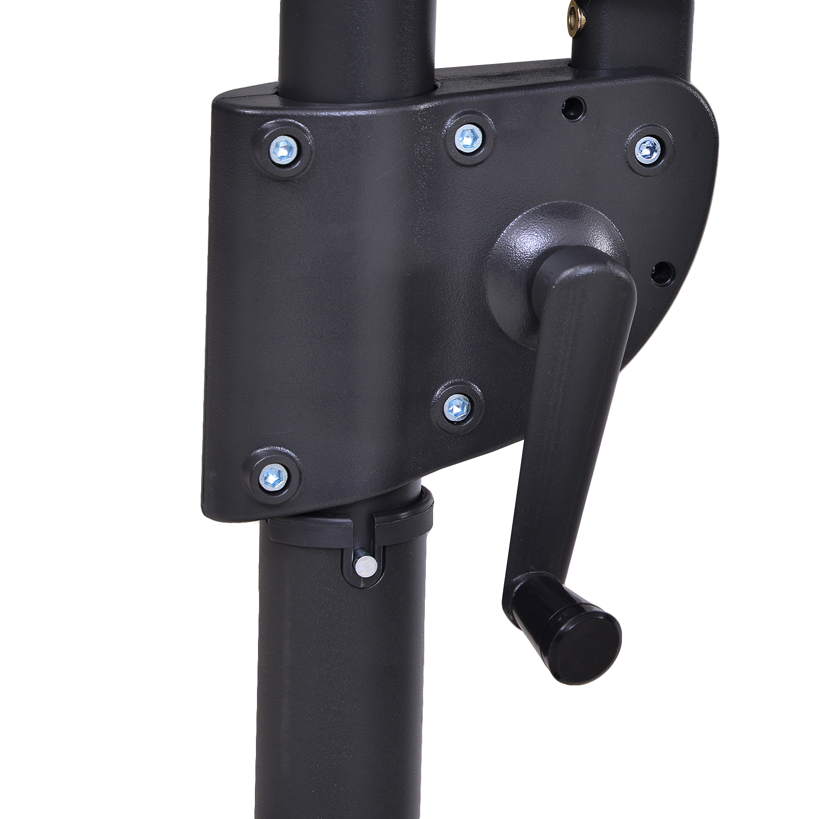 XXL-Sonnenschirm mit Kreuzständer inkl, Handkurbel wetterbeständig 270 cm x 440 cm x 250 cm Grau