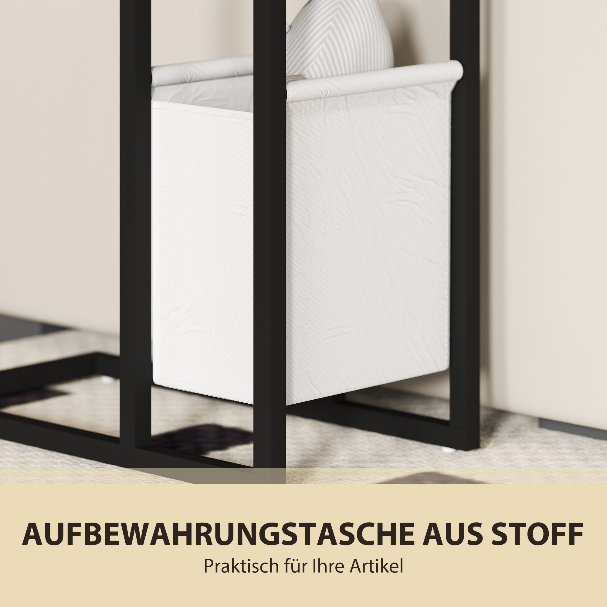 Beistelltisch mit Steckdosen, USB-Anschlüssen, Kabel, C-förmiges Design