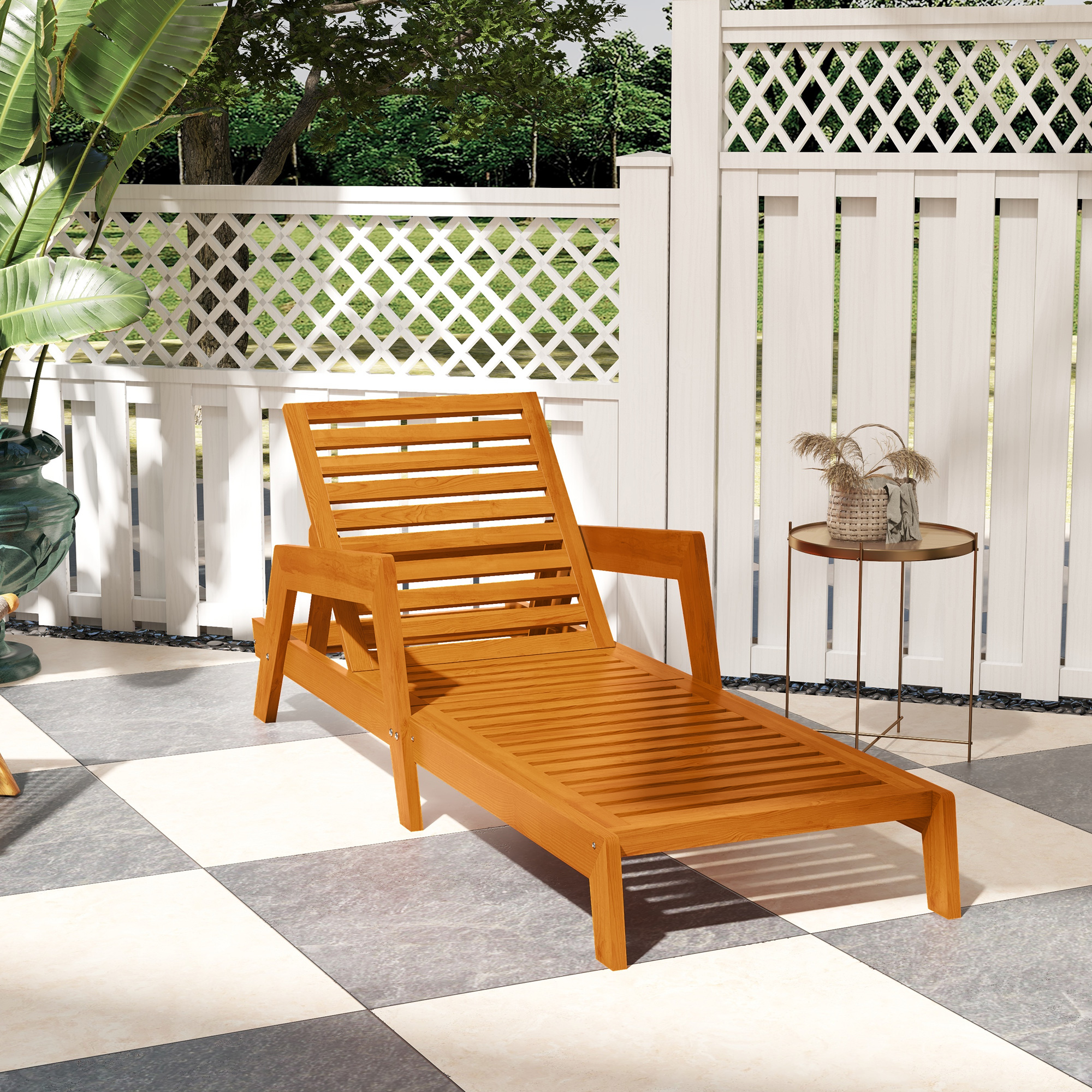 Sonnenliege Gartenliege Holzliege, Massivholz, 66 cm x 190 cm x 73,5 cm, Orange