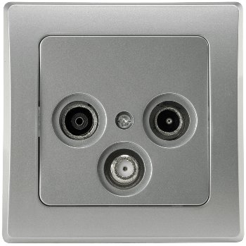 DELPHI Antennendose TV+Radio+Sat, inkl. Rahmen, UP, silber